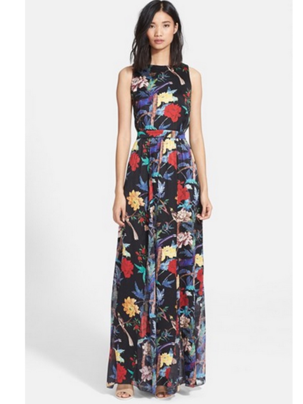 Alice + Olivia “Elis” Floral Print Silk Maxi Dress